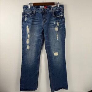 Aeropostale Chelsea Skinny Bootcut Jeans Womens 13/14 Reg Medium Distressed Blue